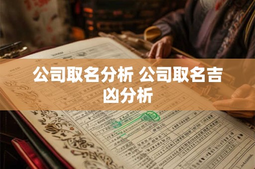 公司取名分析 公司取名吉凶分析