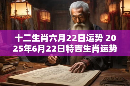 十二生肖六月22日运势 2025年6月22日特吉生肖运势
