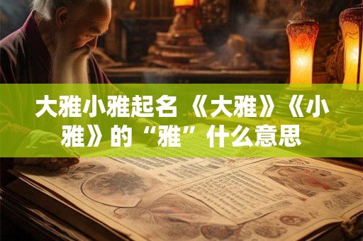 大雅小雅起名 《大雅》《小雅》的“雅”什么意思