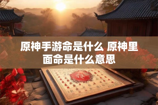 原神手游命是什么 原神里面命是什么意思