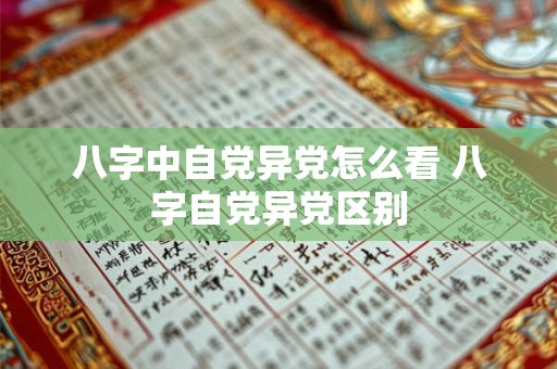 八字中自党异党怎么看 八字自党异党区别