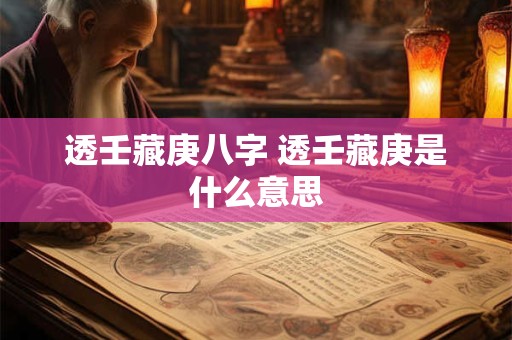 透壬藏庚八字 透壬藏庚是什么意思