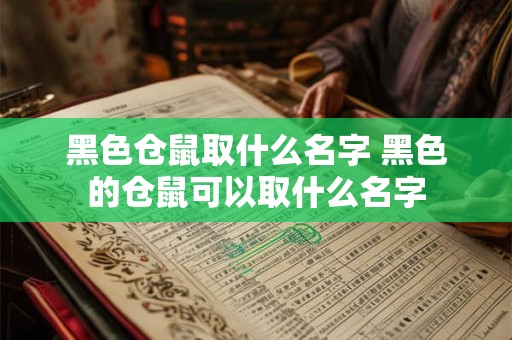 黑色仓鼠取什么名字 黑色的仓鼠可以取什么名字