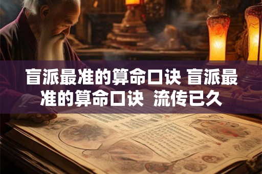 盲派最准的算命口诀 盲派最准的算命口诀  流传已久
