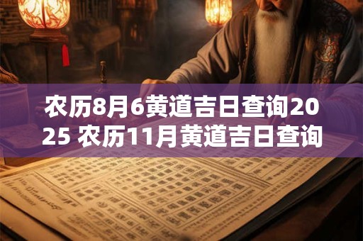 农历8月6黄道吉日查询2025 农历11月黄道吉日查询2025