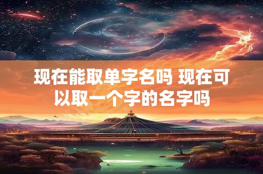 现在能取单字名吗 现在可以取一个字的名字吗