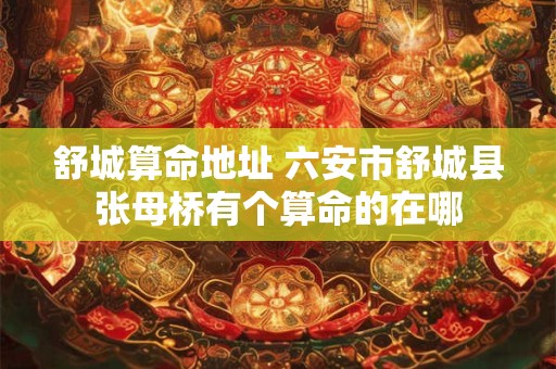 舒城算命地址 六安市舒城县张母桥有个算命的在哪