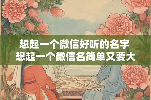 想起一个微信好听的名字 想起一个微信名简单又要大气的名字