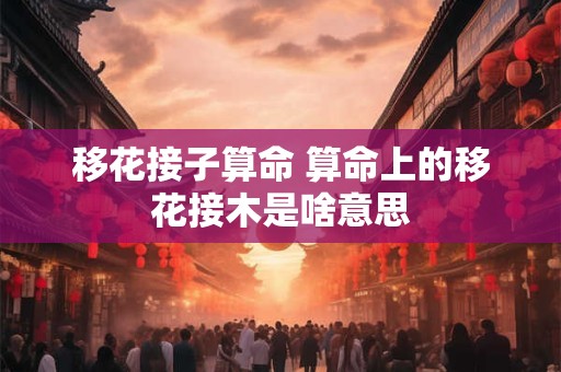 移花接子算命 算命上的移花接木是啥意思