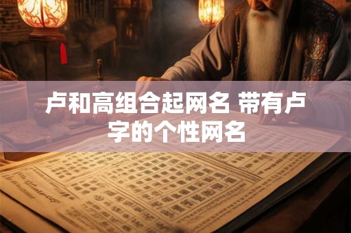 卢和高组合起网名 带有卢字的个性网名