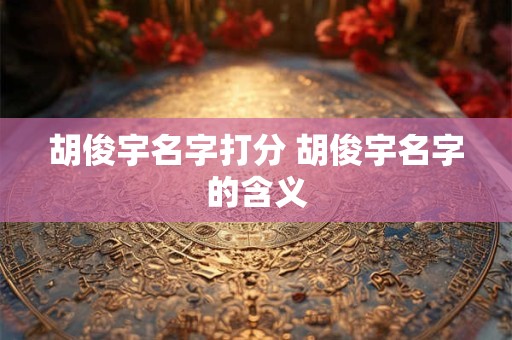 胡俊宇名字打分 胡俊宇名字的含义