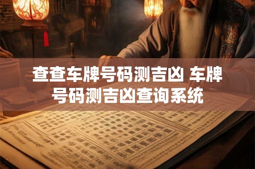 查查车牌号码测吉凶 车牌号码测吉凶查询系统