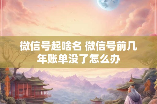 微信号起啥名 微信号前几年账单没了怎么办