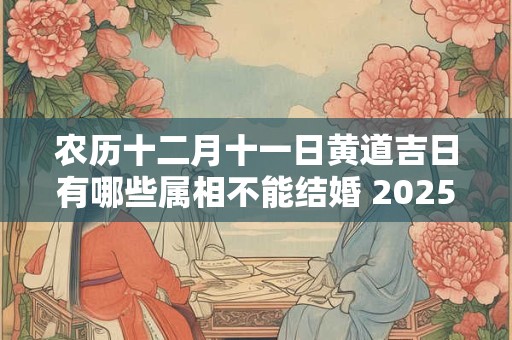 详细阅读:农历十二月十一日黄道吉日有哪些属相不能结婚 2025年农历十二月十一日是什么日子 农历十二月十一日黄道吉日有哪些属相不能结婚 2025年农历十二月十一日是什么日子
