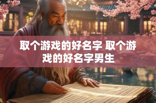 取个游戏的好名字 取个游戏的好名字男生