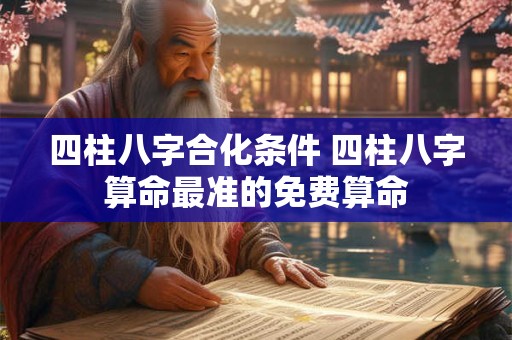 四柱八字合化条件 四柱八字算命最准的免费算命