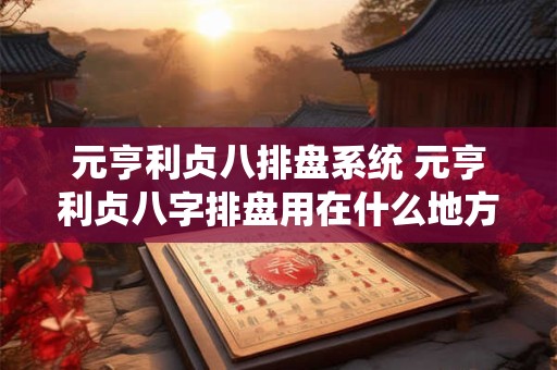 元亨利贞八排盘系统 元亨利贞八字排盘用在什么地方