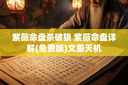 紫薇命盘杀破狼 紫薇命盘详解(免费版)文墨天机