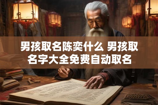男孩取名陈奕什么 男孩取名字大全免费自动取名