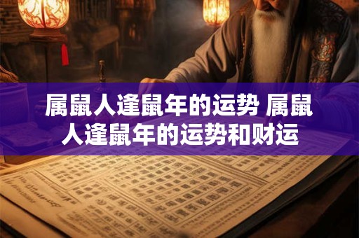 属鼠人逢鼠年的运势 属鼠人逢鼠年的运势和财运