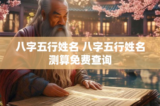 八字五行姓名 八字五行姓名测算免费查询