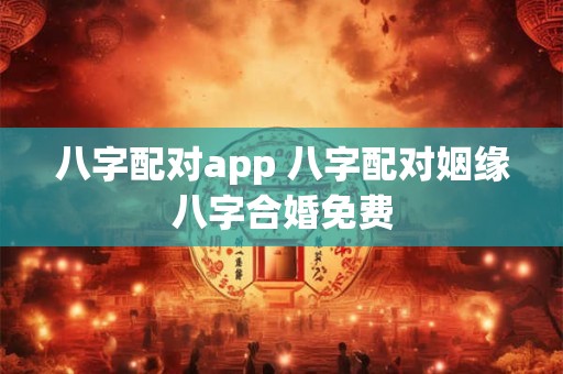 八字配对app 八字配对姻缘八字合婚免费