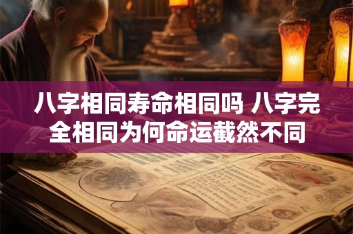 八字相同寿命相同吗 八字完全相同为何命运截然不同