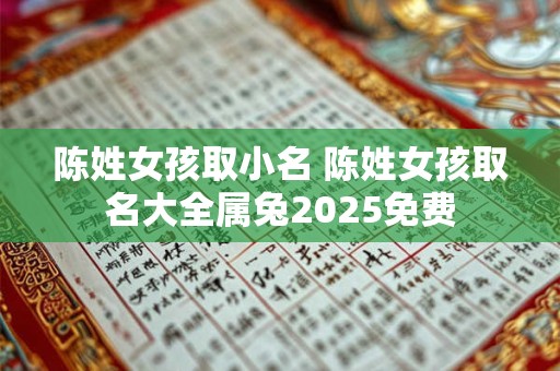 陈姓女孩取小名 陈姓女孩取名大全属兔2025免费