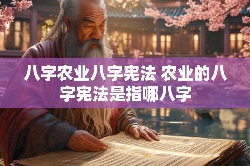 八字农业八字宪法 农业的八字宪法是指哪八字