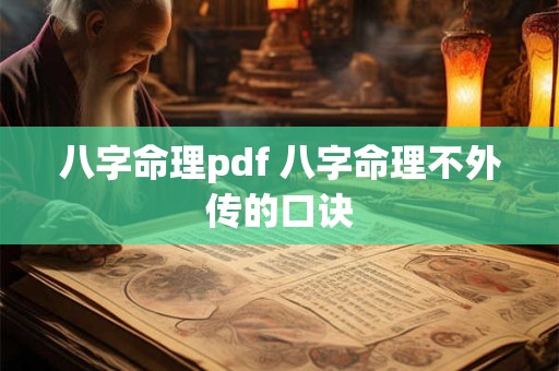 八字命理pdf 八字命理不外传的口诀