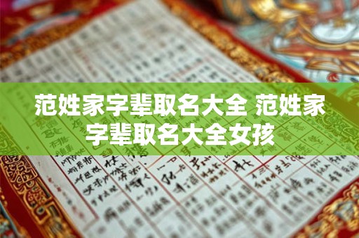 范姓家字辈取名大全 范姓家字辈取名大全女孩