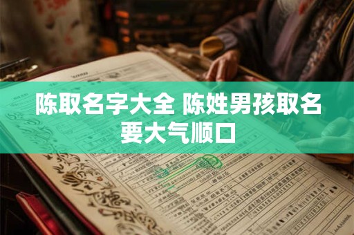 陈取名字大全 陈姓男孩取名要大气顺口