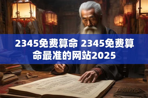 2345免费算命 2345免费算命最准的网站2025