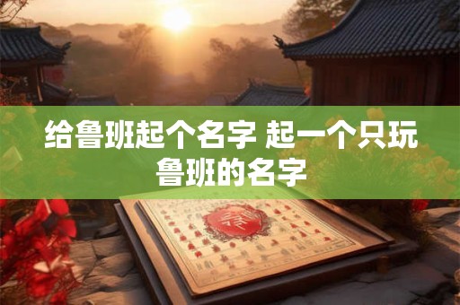 给鲁班起个名字 起一个只玩鲁班的名字