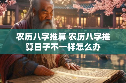 农历八字推算 农历八字推算日子不一样怎么办