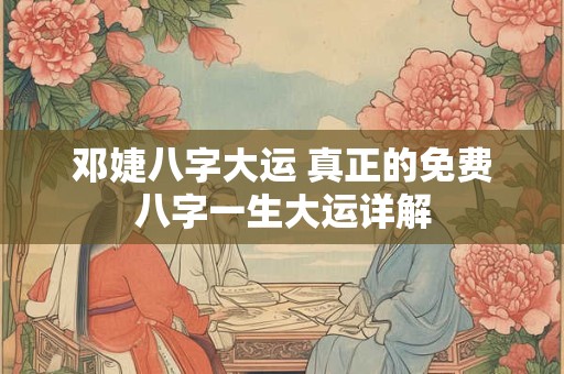 邓婕八字大运 真正的免费八字一生大运详解