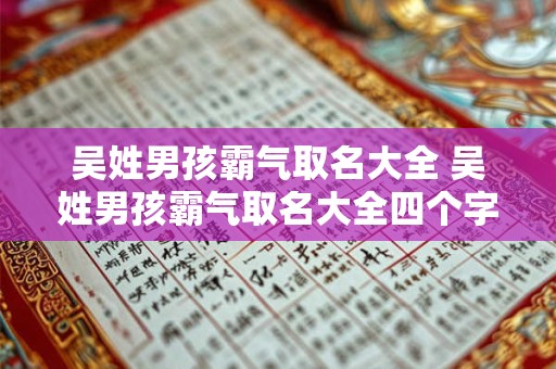 吴姓男孩霸气取名大全 吴姓男孩霸气取名大全四个字