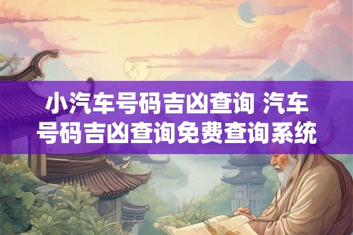 小汽车号码吉凶查询 汽车号码吉凶查询免费查询系统