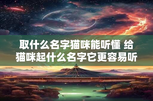 取什么名字猫咪能听懂 给猫咪起什么名字它更容易听懂