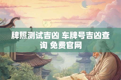 牌照测试吉凶 车牌号吉凶查询 免费官网