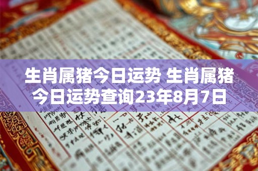生肖属猪今日运势 生肖属猪今日运势查询23年8月7日