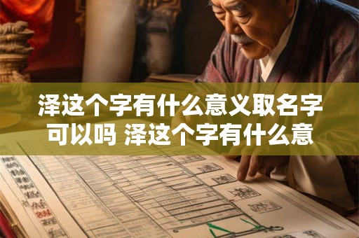 泽这个字有什么意义取名字可以吗 泽这个字有什么意义取名字可以吗女孩子