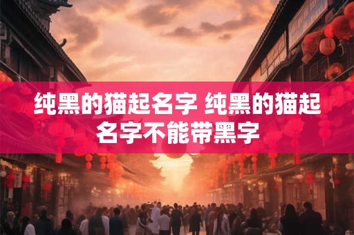 纯黑的猫起名字 纯黑的猫起名字不能带黑字