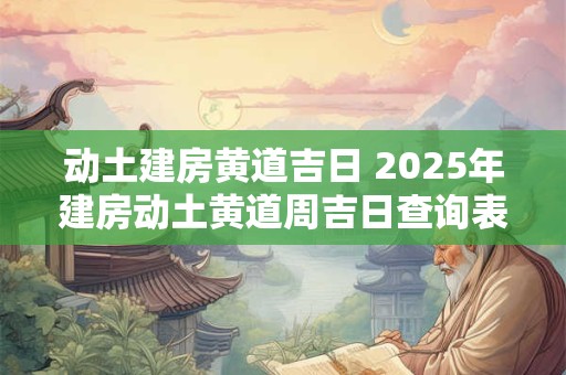 动土建房黄道吉日 2025年建房动土黄道周吉日查询表