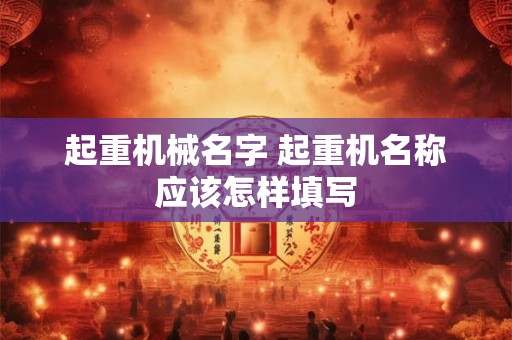 起重机械名字 起重机名称应该怎样填写