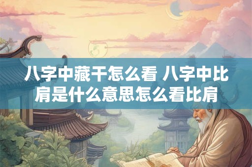 八字中藏干怎么看 八字中比肩是什么意思怎么看比肩
