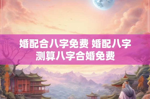 婚配合八字免费 婚配八字测算八字合婚免费