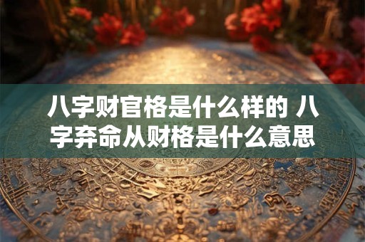 八字财官格是什么样的 八字弃命从财格是什么意思