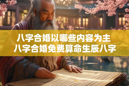 八字合婚以哪些内容为主 八字合婚免费算命生辰八字婚姻