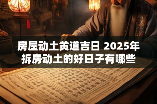 房屋动土黄道吉日 2025年拆房动土的好日子有哪些